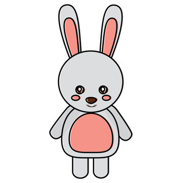 cute rabbit animal standing cartoon wildlife vector illustration