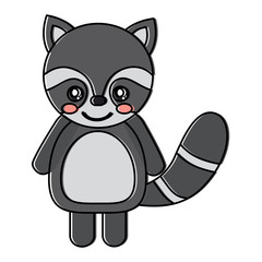cute raccoon animal standing cartoon wildlife vector illustration