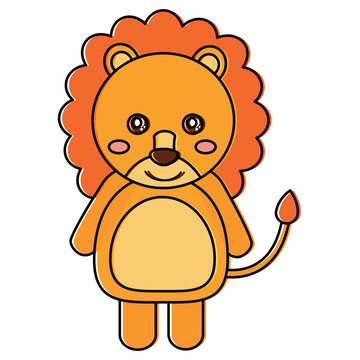 cute lion animal standing cartoon wildlife vector illustration