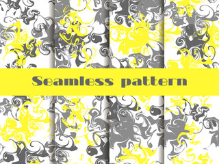Fototapeta premium Marble seamless pattern set. Marbled paper watercolor. Drawing on the water. Grunge textures. Mixture of paints. Vector illustration