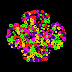 Vector Confetti Background Pattern. Element of design. Colored buttons on a black background