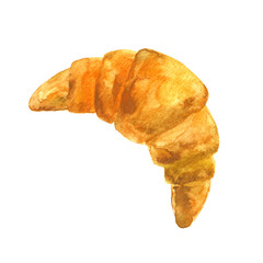 Croissant. Isolated watercolor illustration on white background.
