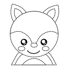 fox cute animal icon image vector illustration design  black dotted line
