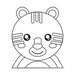 tiger cute animal icon image vector illustration design  black dotted line