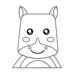 rhinoceros cute animal icon image vector illustration design  black dotted line