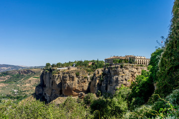 A gorge in the city of Ronda Spain, Europe on a hot summer day