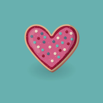 Heart shape cookie with decoration. Valentine day concept