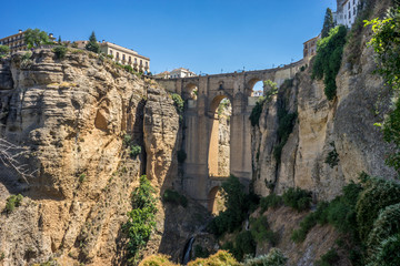Fototapeta na wymiar A gorge in the city of Ronda Spain, Europe on a hot summer day