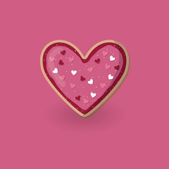 Heart shape cookie with decoration. Valentine day