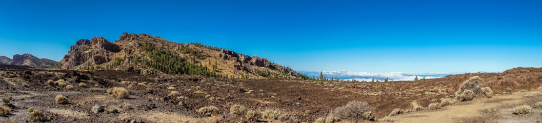 Lavalandschaft im Teide Nationalpark auf Teneriffa als Panoramabild
