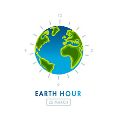 Illustration of Earth hour. 25 march