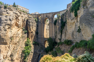 A gorge in the city of Ronda Spain, Europe on a hot summer day