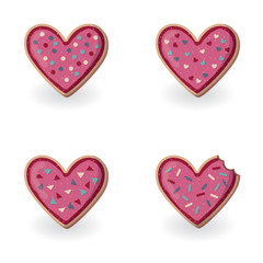 Set of heart shape cookies with different sprinkling, isolated on white background. Valentine day concept - 188285154