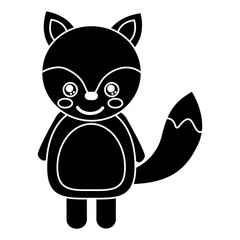 cute fox animal standing cartoon wildlife vector illustration pictogram design