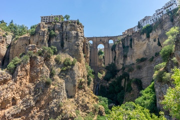 A gorge in the city of Ronda Spain, Europe on a hot summer day