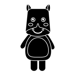 cute animal hippo standing cartoon wildlife vector illustration pictogram design