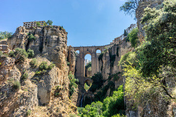 A gorge in the city of Ronda Spain, Europe on a hot summer day