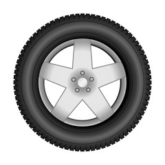 Car tire on an alloy wheel