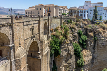 A gorge in the city of Ronda Spain, Europe on a hot summer day