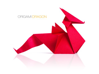 Origami red paper dragon