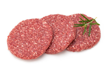 Raw fresh hamburger meat isolated on white.
