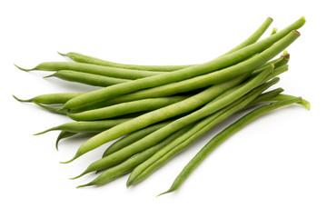 Green beans isolated on a white background.