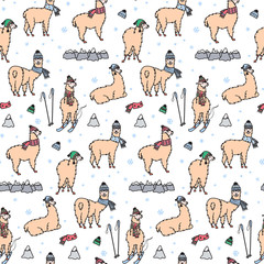 Vector seamless pattern with lama