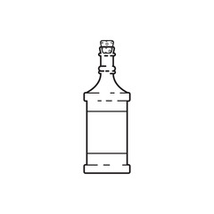 Glass whiskey bottle with stopper in line style