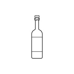 Green glass wine bottle with cork in line style
