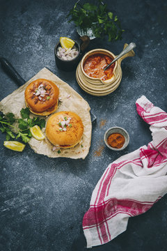 Spicy Pav Bhaji Masala filled between the buttered slider buns.