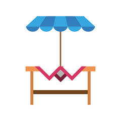 Wooden table patio umbrella icon vector illustration graphic design