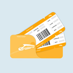 Modern Train  ticket, Travel by Railway.  Isolated object on white.