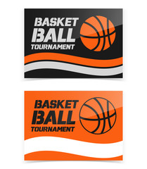 Flyer or web banner design with basketball ball icon