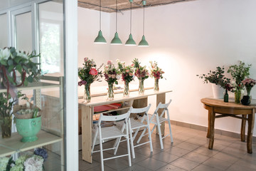 Kits for students. Master class on making bouquets. Summer bouquet. Learning flower arranging, making beautiful bouquets with your own hands