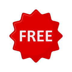 Text Free on the round label. Vector illustration