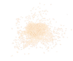 Fototapeta na wymiar Pile of sesame seeds on white background