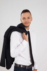 Handsome businessman in tie looking thoughtful