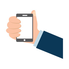 smartphone hand holding icon image vector illustration design 