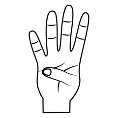 four fingers up hand gesture icon image vector illustration design 