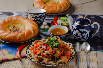 uzbek lagman,Uigur Lagman,Uzbek national dishes