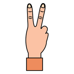 hand with two fingers victory peace and love sign vector illustration