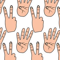 hands showing different numbers counting pattern vector illustration
