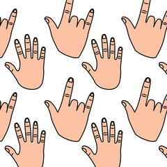 Obraz premium hands showing five fingers rock and roll pattern vector illustration