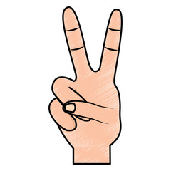 two fingers up peace hand gesture icon image vector illustration design 