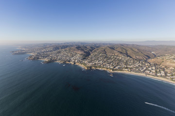 Aerial view of Laguna Beach on the Southern California pacific ocean coast.