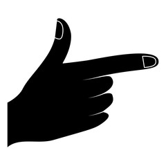 index and thumb up pointing gun hand gesture icon image vector illustration design  black and white