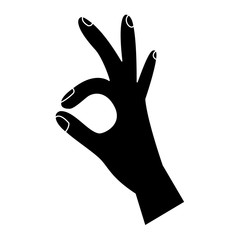 three fingers up ok hand gesture icon image vector illustration design  black and white