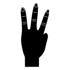 three fingers up hand gesture icon image vector illustration design  black and white