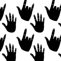 Obraz premium hand gesture pattern image vector illustration design black and white