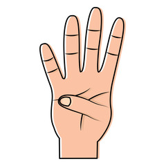 four fingers up hand gesture icon image vector illustration design 